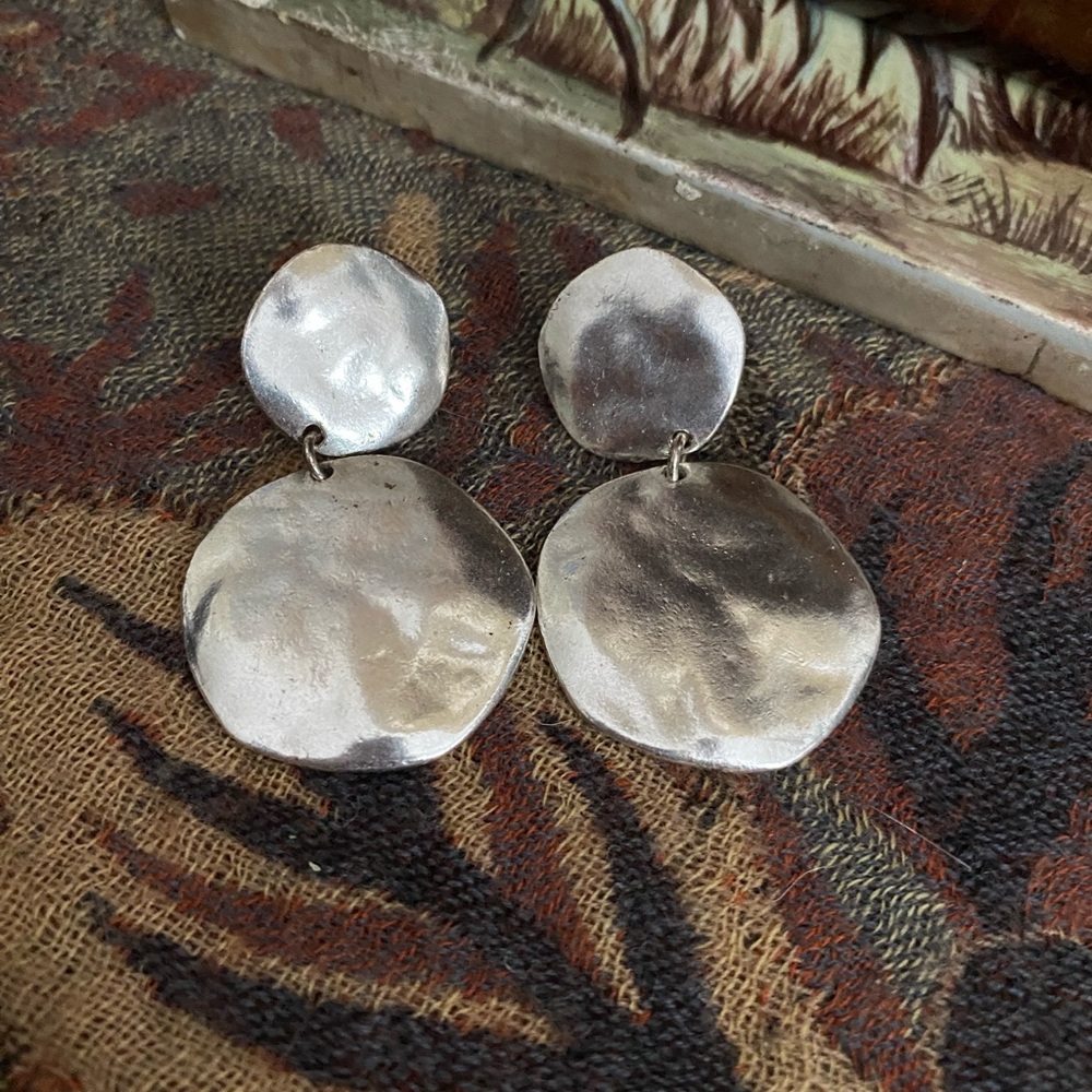 Karine Sultan Sterling Silver Disc Drop Earrings